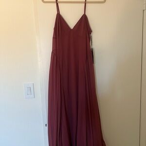 Spaghetti Strap V-Neck Dress in Deep Burgundy